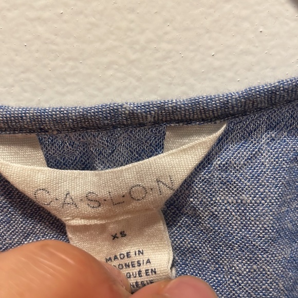 Caslon Blue Button Down Tie Top - Picture 2 of 6